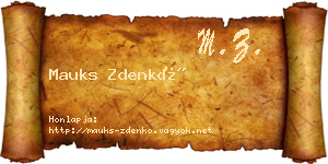 Mauks Zdenkó névjegykártya
